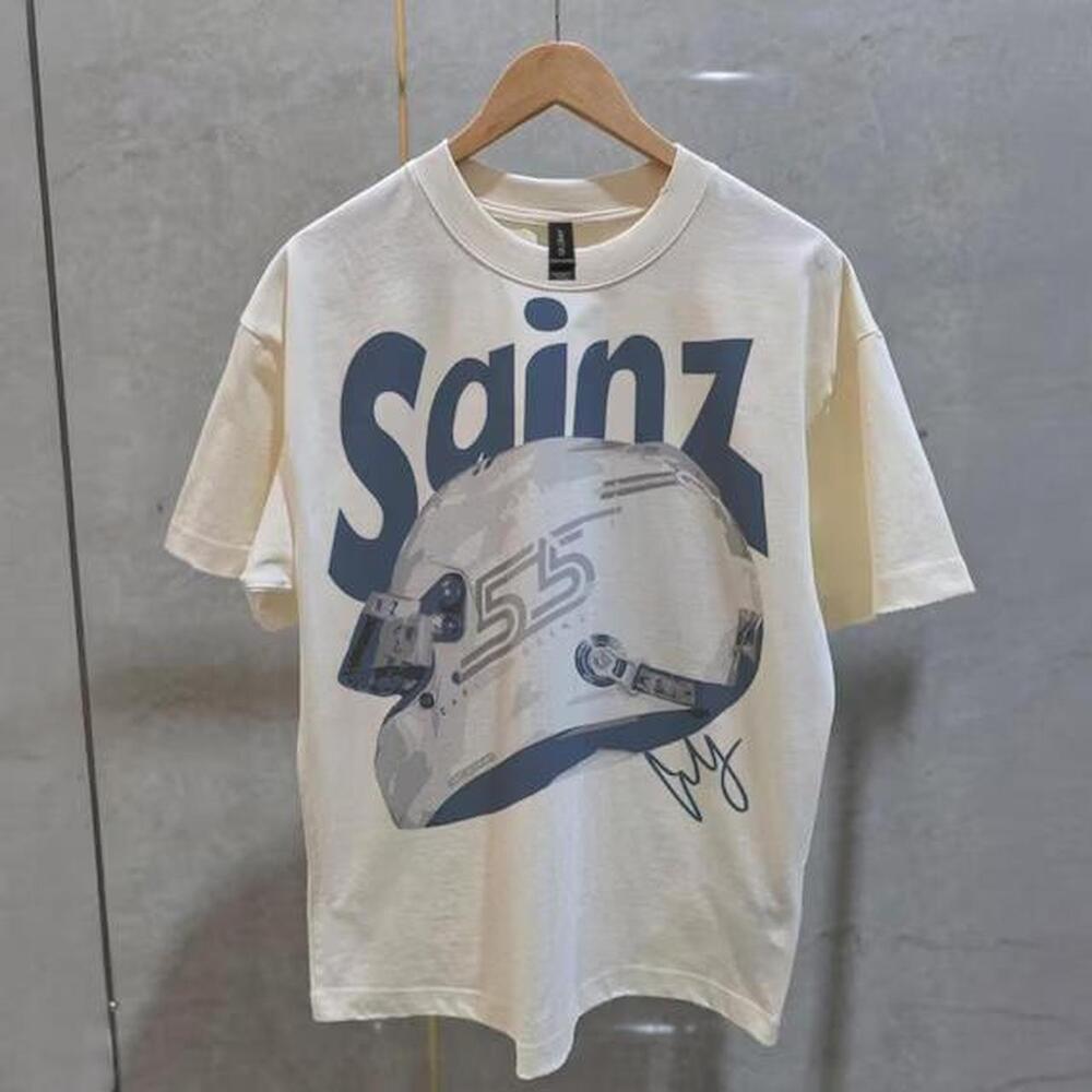 Cream And Blue Saint Laurent Tee